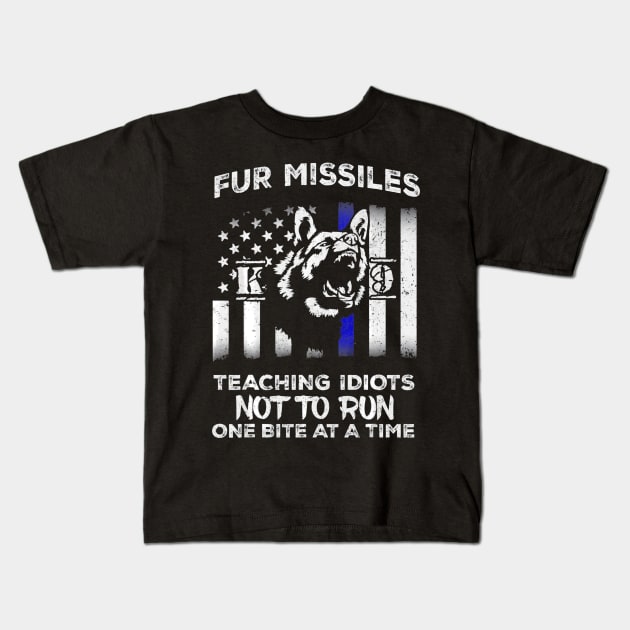 Vertical Thin Blue Line Flag Fur Missile Police K9 Kids T-Shirt by Sinclairmccallsavd